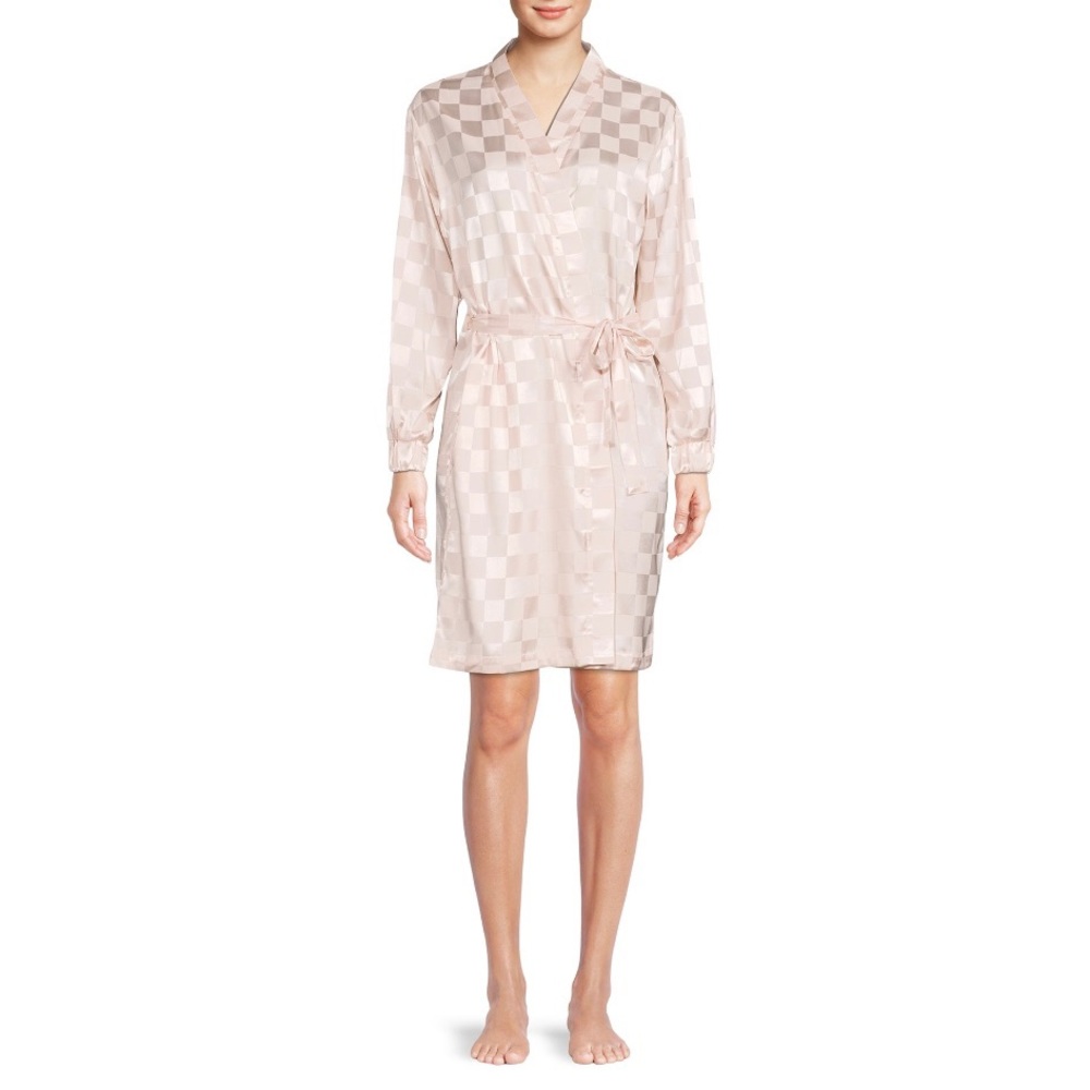 LISSOME WOMEN’S AND WOMEN’S PLUS SATIN CHECKERED ROBE 👘 - Picture 2 of 5